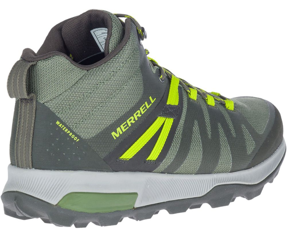 Merrell Hiking Boots Olive - Zion FST Mid Waterproof - Mens 36GBUOPVL